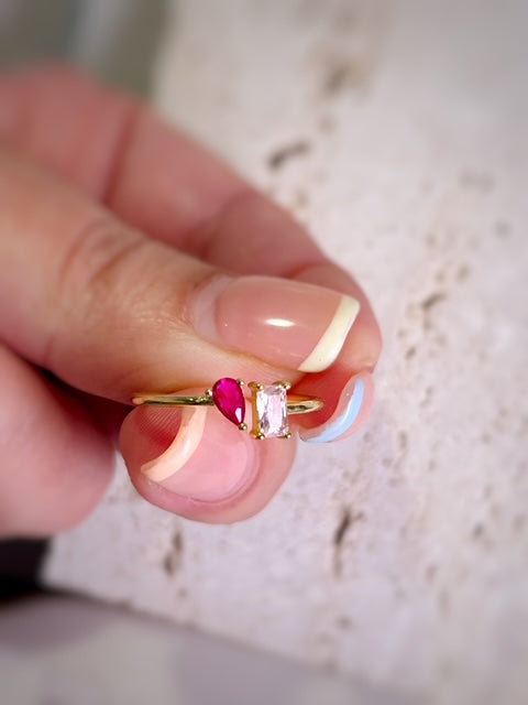 Minimalist Ring , Pink CZ ring, high quality solid 925 sterling silver
