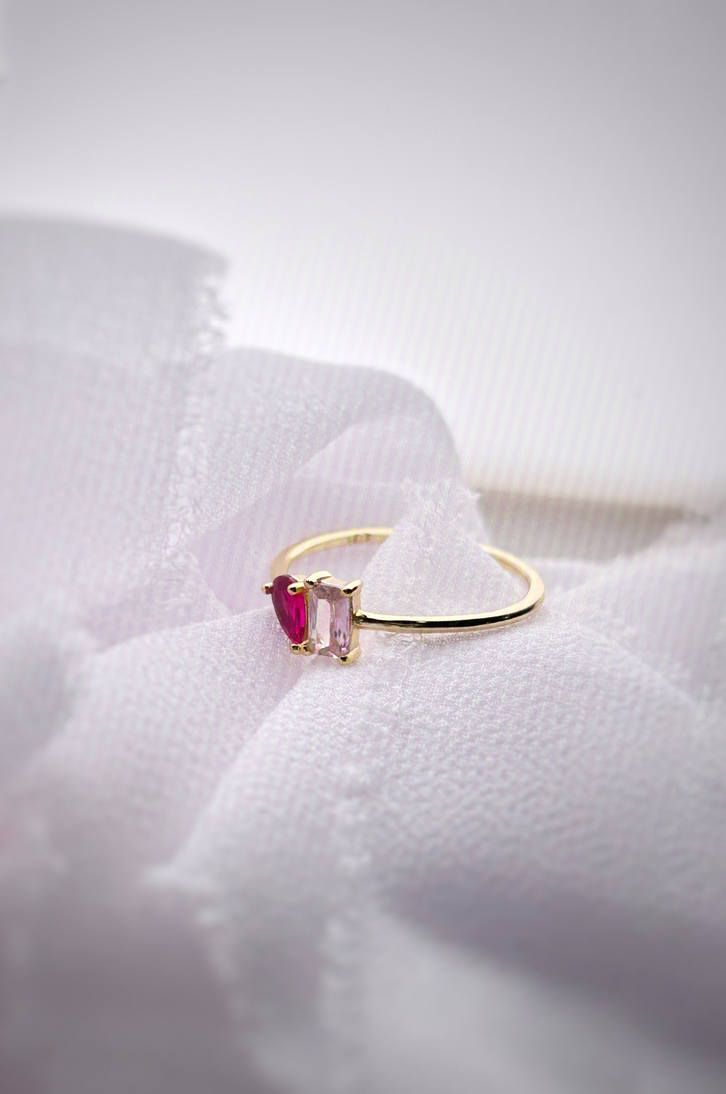 Minimalist Ring , Pink CZ ring, high quality solid 925 sterling silver