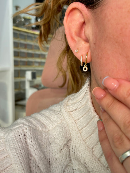 Diamond Earring Circle Set by Sahara Sand • Set of 3: Ear Climber • Silver Jewelry • Gift for Her• Dainty Hoop Earrings • Silver Jewelry