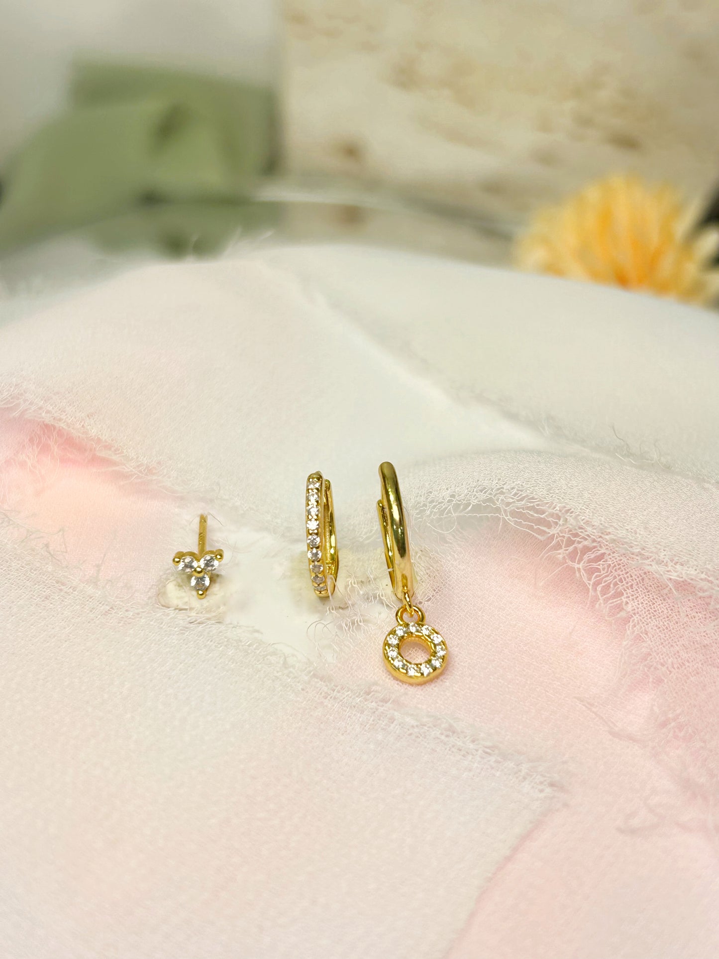 Diamond Earring Circle Set by Sahara Sand • Set of 3: Ear Climber • Silver Jewelry • Gift for Her• Dainty Hoop Earrings • Silver Jewelry