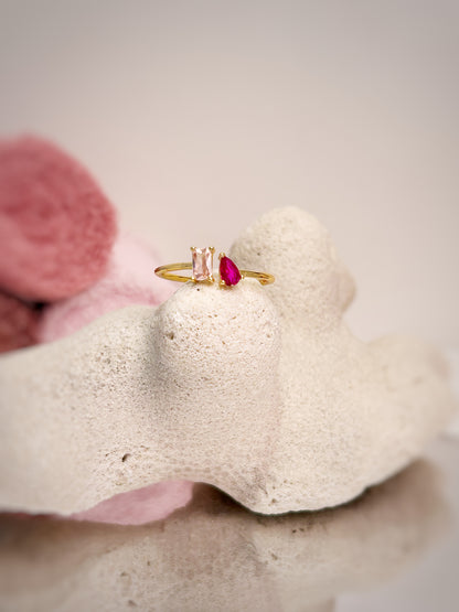 Minimalist Ring , Pink CZ ring, high quality solid 925 sterling silver