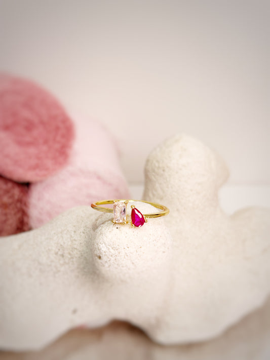 Minimalist Ring , Pink CZ ring, high quality solid 925 sterling silver