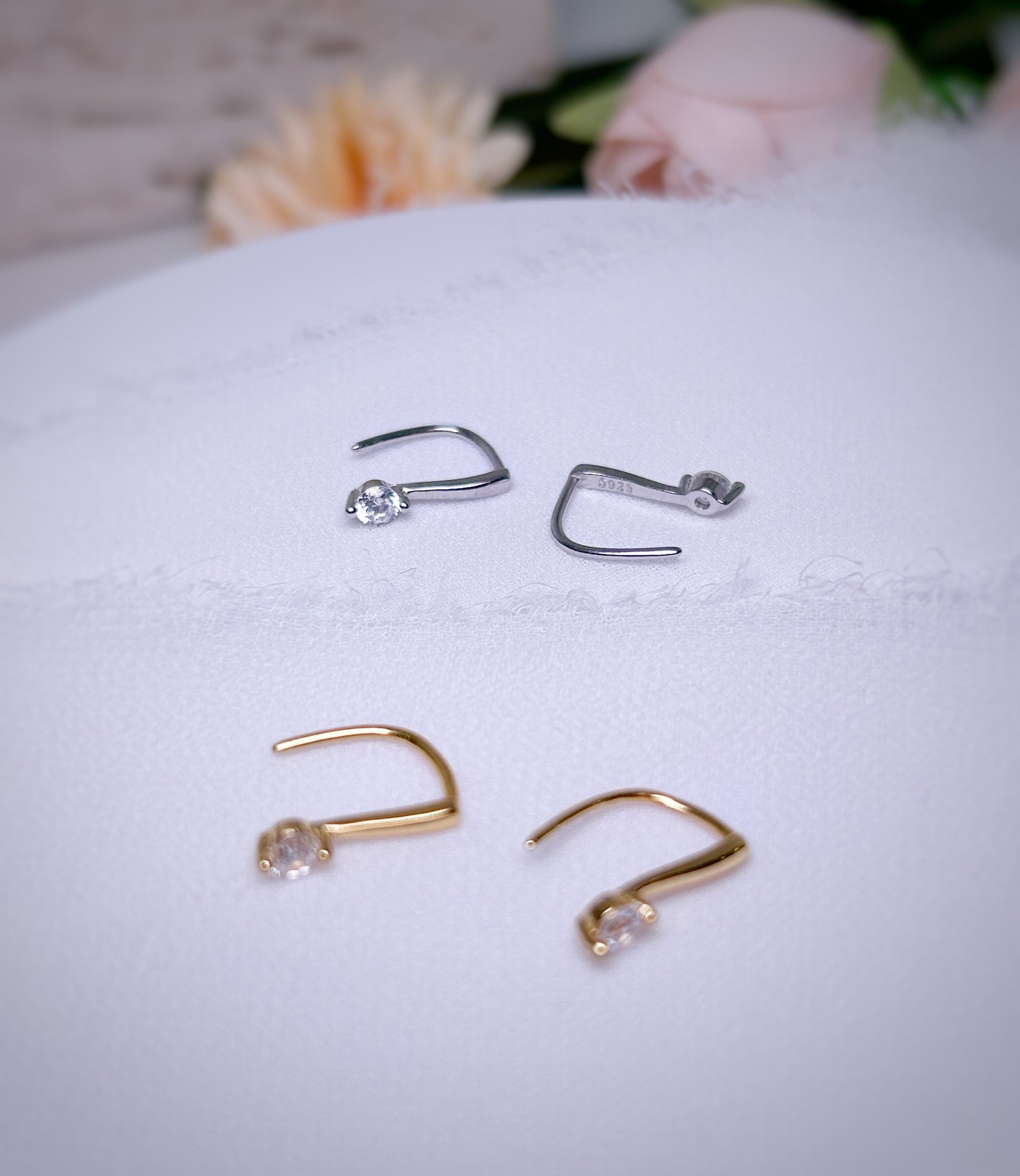 Zircon Open Hoop Earrings