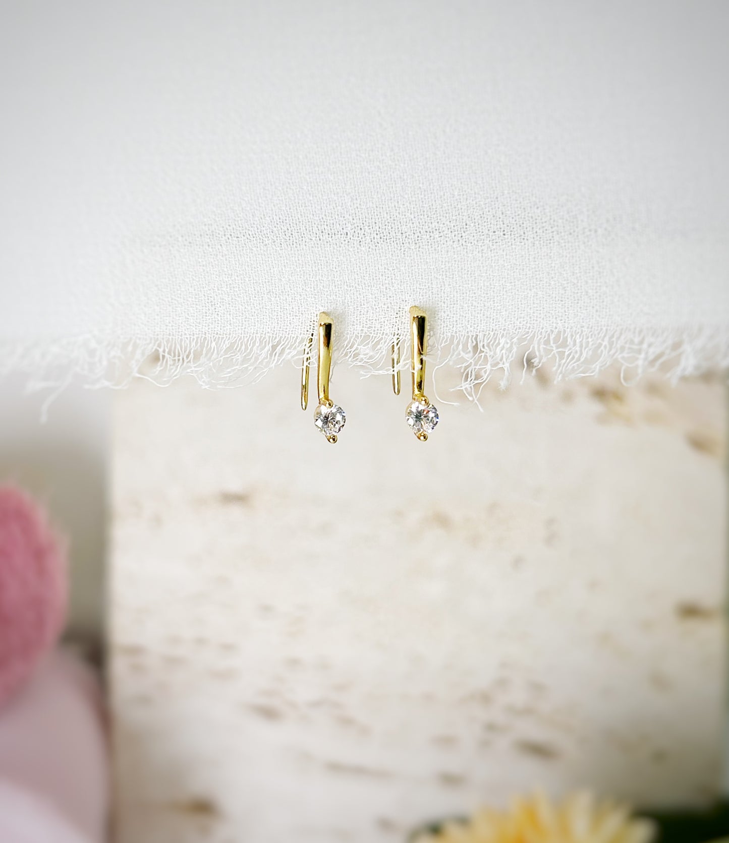 Zircon Open Hoop Earrings