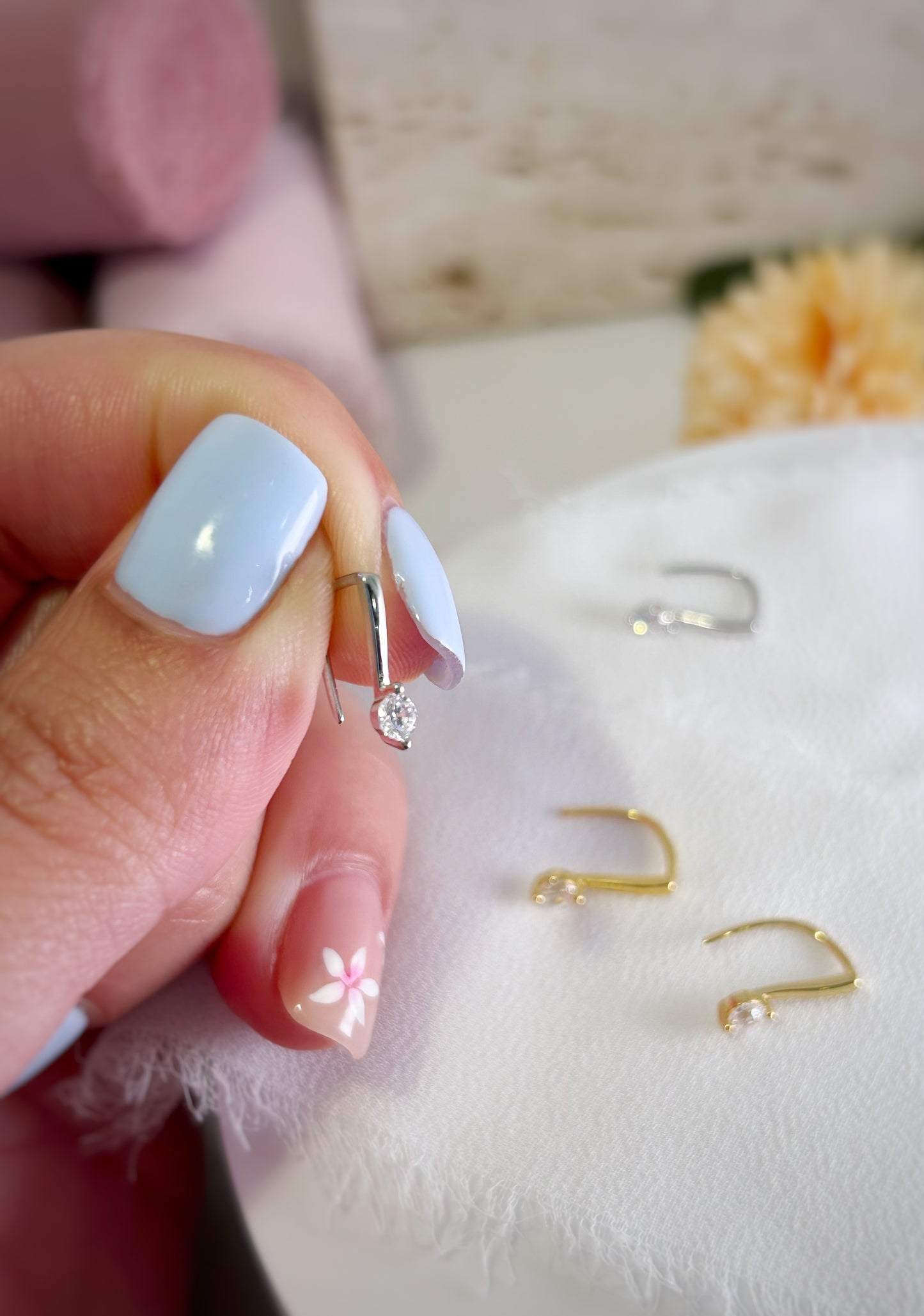 Zircon Open Hoop Earrings