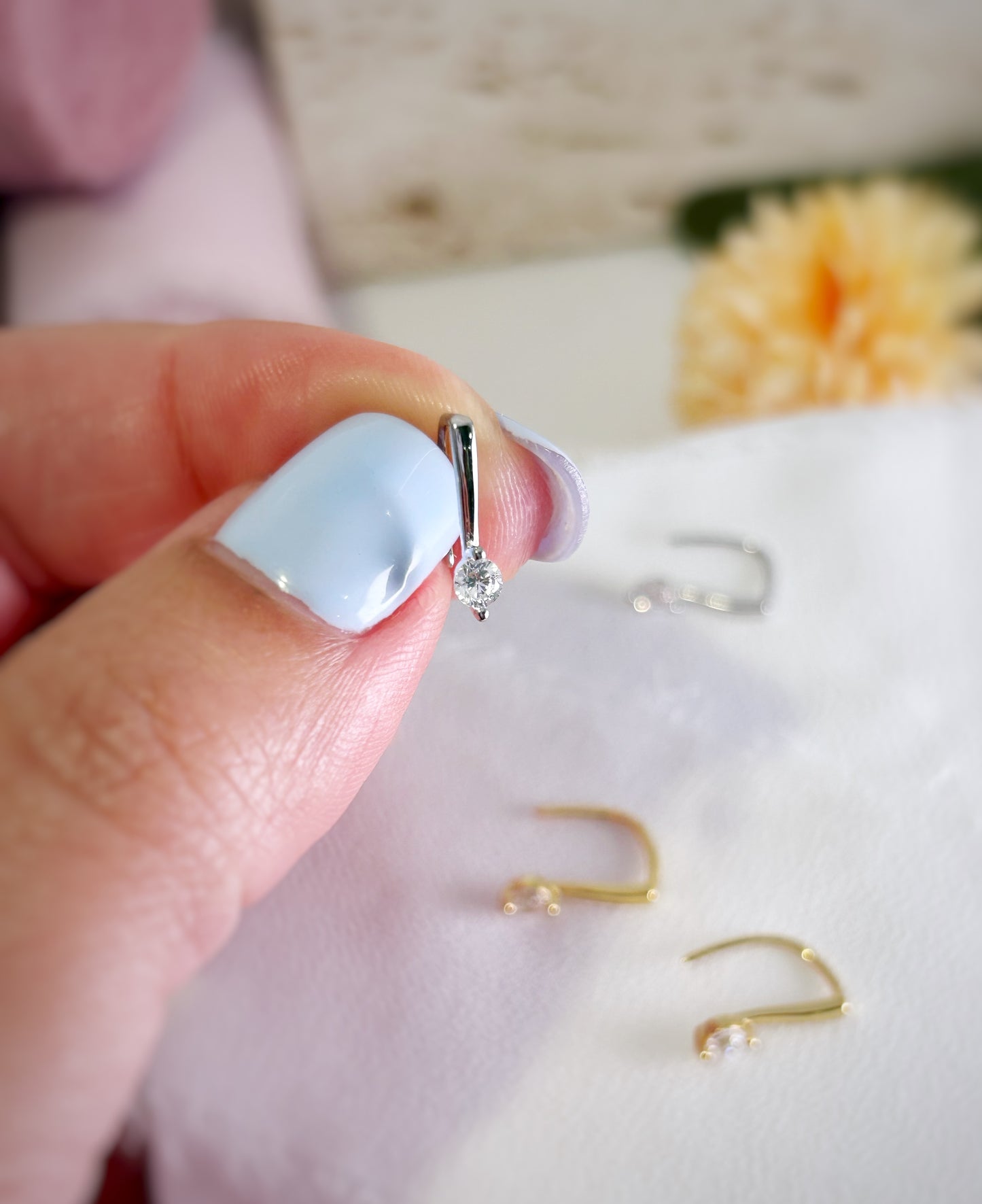 Zircon Open Hoop Earrings