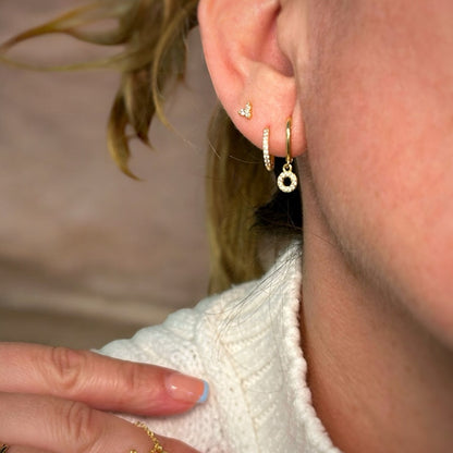 Diamond Earring Circle Set by Sahara Sand • Set of 3: Ear Climber • Silver Jewelry • Gift for Her• Dainty Hoop Earrings • Silver Jewelry