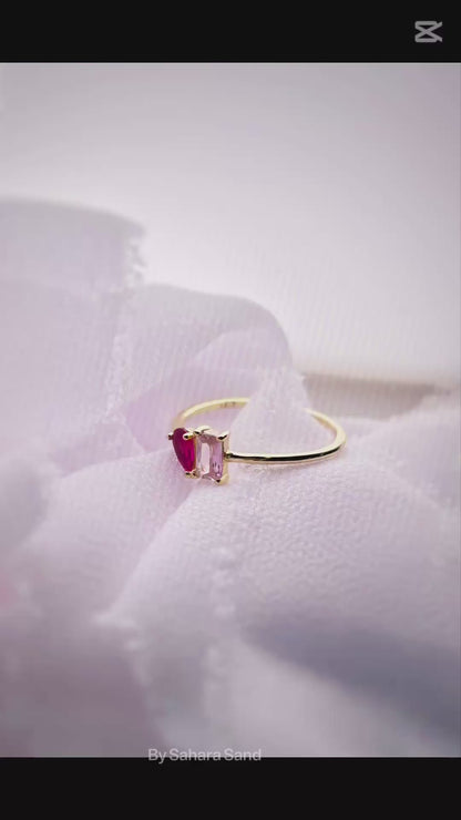 Minimalist Ring , Pink CZ ring, high quality solid 925 sterling silver